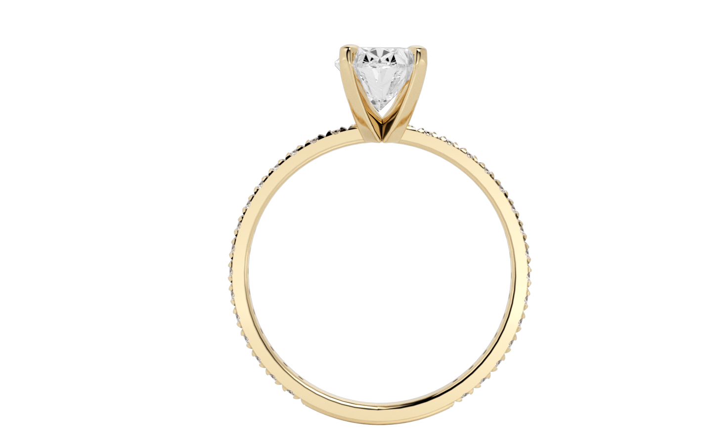 Centenary Oval Pave Moissanite Engagement Ring Yellow Gold